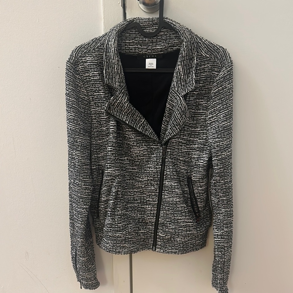 Black and White Blazer with Asymmetrical Design